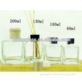 home decorative square reed diffuser glass bottle with aluminum cap with rattan sticks